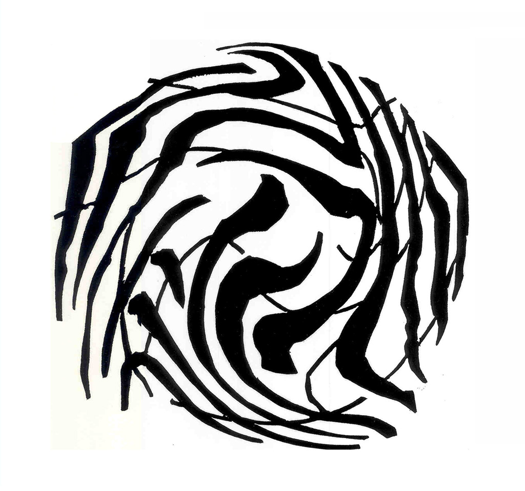 Image d'une estampe géométrique créée en xylographie.