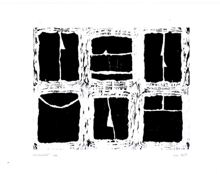 Gravure noire de formes géométriques