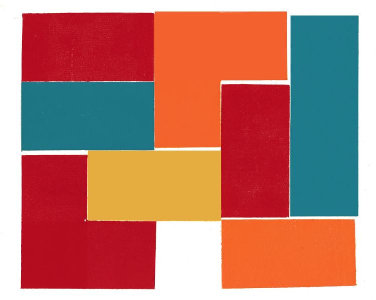 Gravure géométrique et colorée.