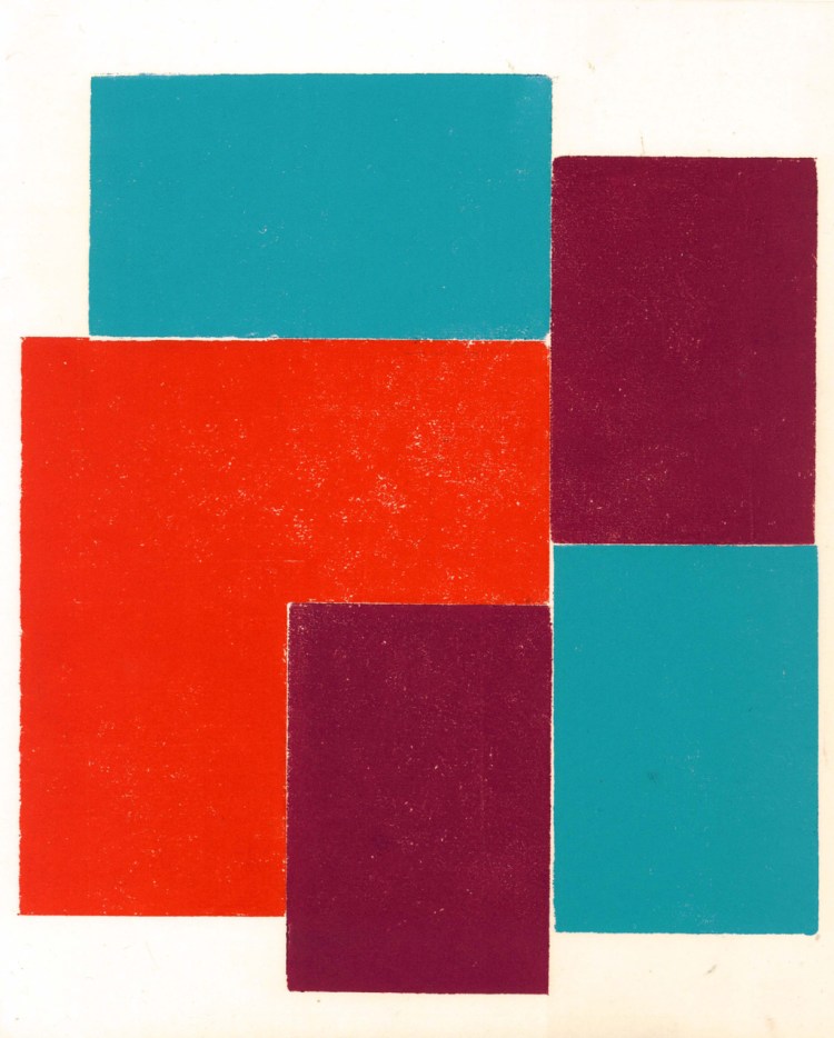 Gravure colorée et géométrique. 