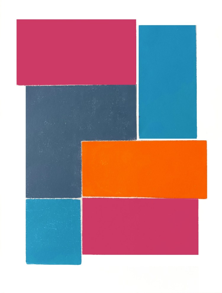 Gravure colorée et géométrique. 