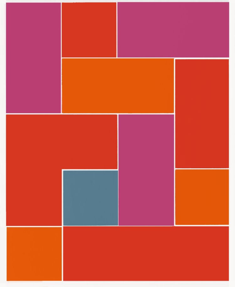 Gravure colorée et géométrique.