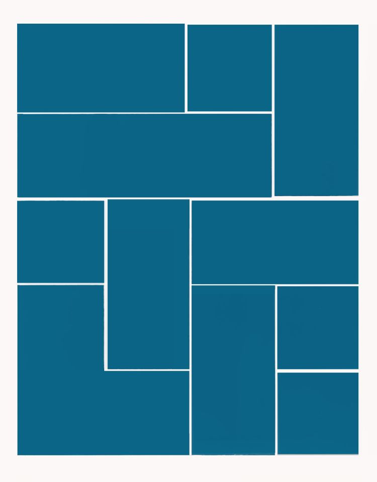 Gravure unie bleue géométrique.